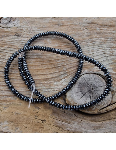 Blutsteinkette (Hämatit) 4x2mm facettiert