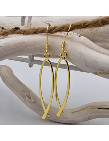 2 Stk. Ohrhaken Perlenclip, 925 Silber vergoldet