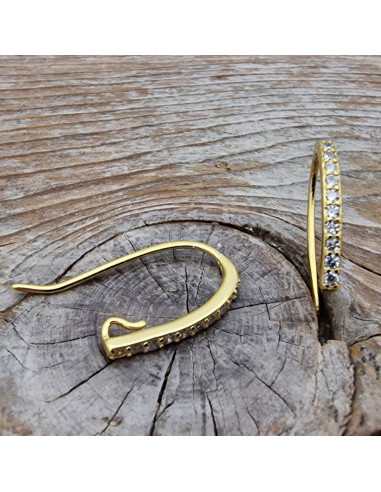 2 Stk. Ohrhaken 16mm, 925 Silber vergoldet, Strass