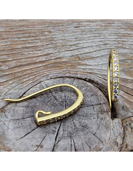 2 Stk. Ohrhaken 16mm, 925 Silber vergoldet, Strass