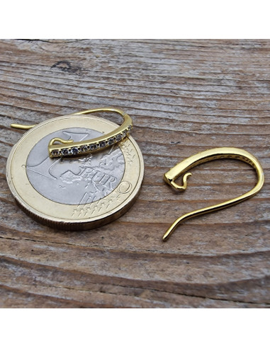 2 Stk. Ohrhaken 16mm, 925 Silber vergoldet, Strass