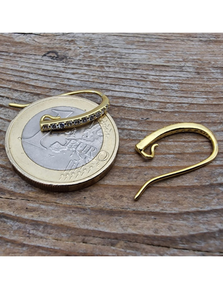 2 Stk. Ohrhaken 16mm, 925 Silber vergoldet, Strass