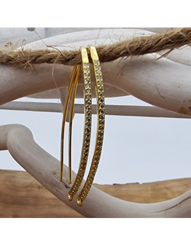 2 Stk. Ohrhaken 36mm, 925 Silber vergoldet, Strass