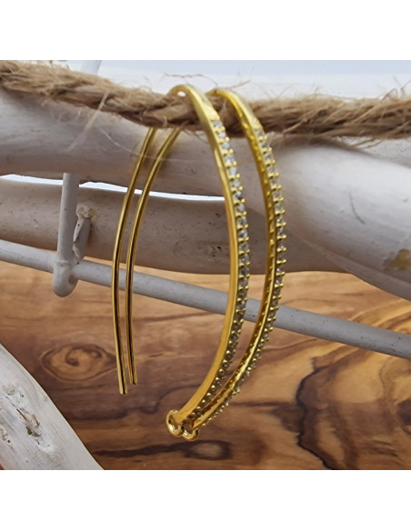 2 Stk. Ohrhaken 36mm, 925 Silber vergoldet, Strass