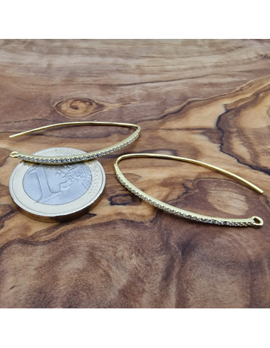 2 Stk. Ohrhaken 36mm, 925 Silber vergoldet, Strass