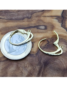 2 Stk. Brisur 12x17mm, 925 Silber vergoldet, Strass 2