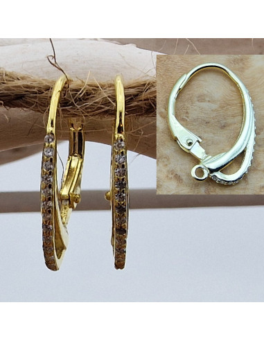 2 Stk. Brisur 12x17mm, 925 Silber vergoldet, Strass