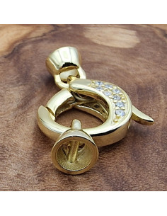 Schliesse 12x24mm, 925 Silber vergoldet, Strass 2