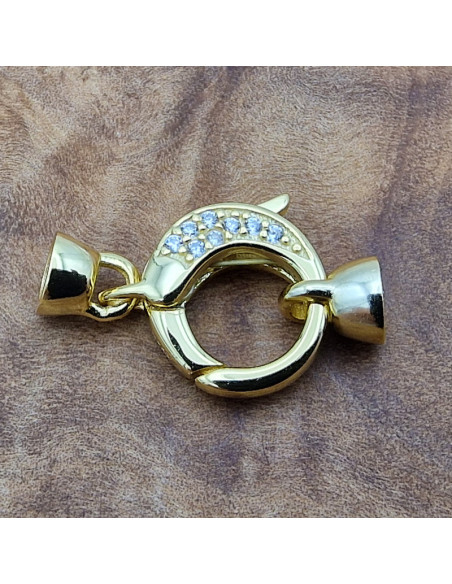 Schliesse 12x24mm, 925 Silber vergoldet, Strass