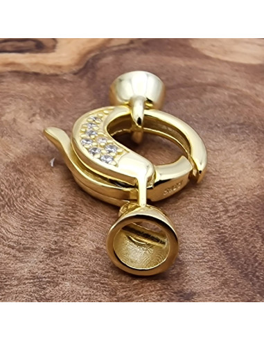 Schliesse 12x24mm, 925 Silber vergoldet, Strass