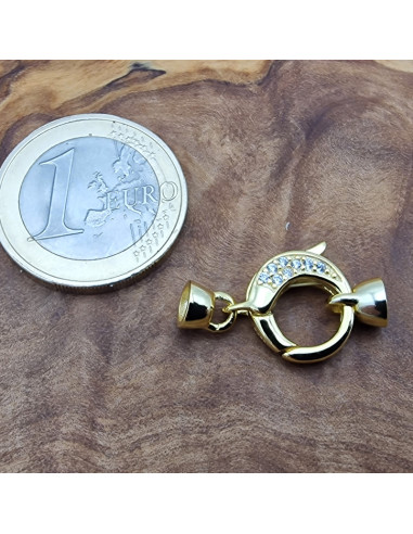 Schliesse 12x24mm, 925 Silber vergoldet, Strass