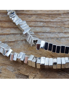 Blutsteinkette Silber (Hämatit) 2x1mm