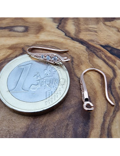 2 Stk. Ohrhaken 17mm, 925 Silber ROSE vergoldet, Strass 2