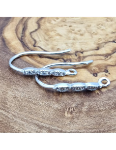 2 Stk. Ohrhaken 17mm, 925 Silber rhodiniert, Strass 2