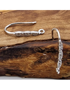 2 Stk. Ohrhaken 17mm, 925 Silber rhodiniert, Strass