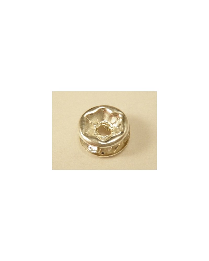 Zwischenteil Strass 6x2.5mm, Messing versilbert