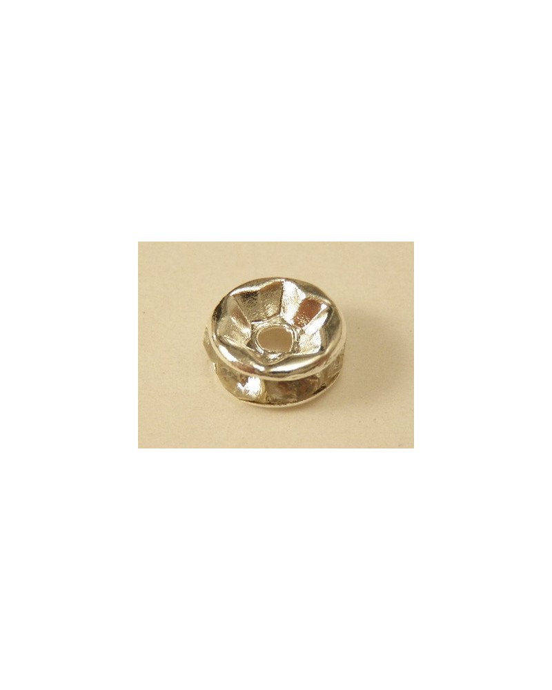 Zwischenteil Strass 7x3mm, Messing versilbert