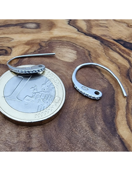 2 Stk. Ohrhaken 14mm, 925 Silber rhodiniert, Strass