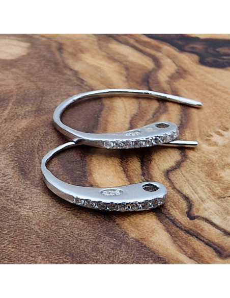 2 Stk. Ohrhaken 14mm, 925 Silber rhodiniert, Strass