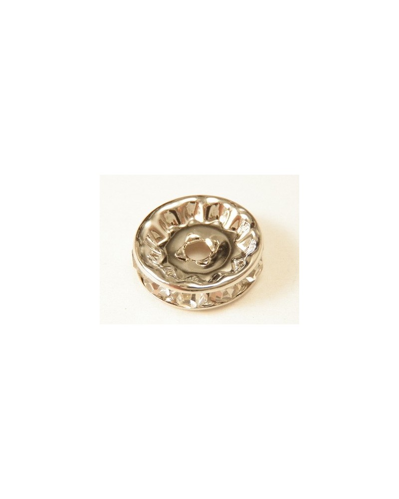 Zwischenteil Strass 12x3.5mm, Messing versilbert