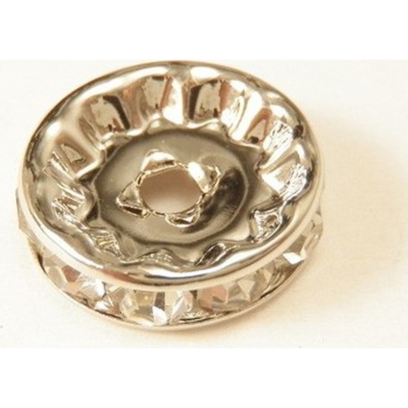 Zwischenteil Strass 12x3.5mm, Messing versilbert