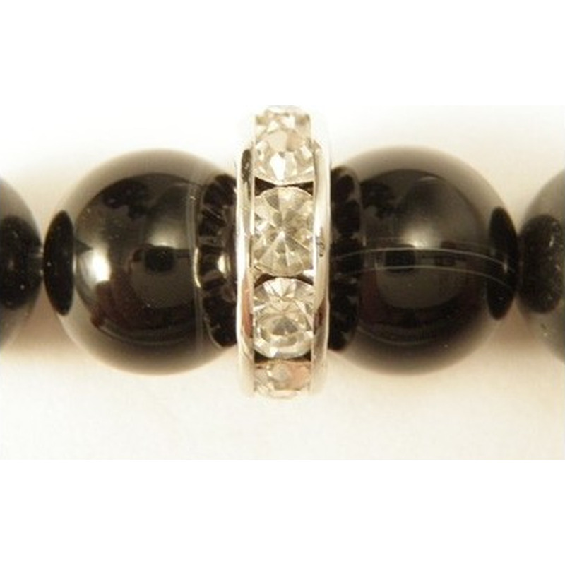 Zwischenteil Strass 12x3.5mm, Messing versilbert