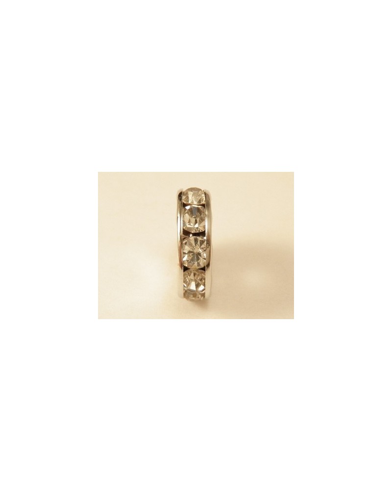 Zwischenteil Strass 12x3.5mm, Messing versilbert