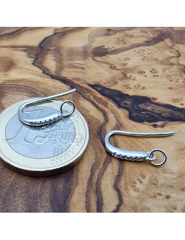 2 Stk. Ohrhaken 14mm, 925 Silber rhodiniert, Strass