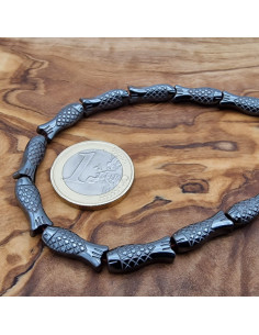 Blutsteinkette (Hämatit) Fisch 16mm 2