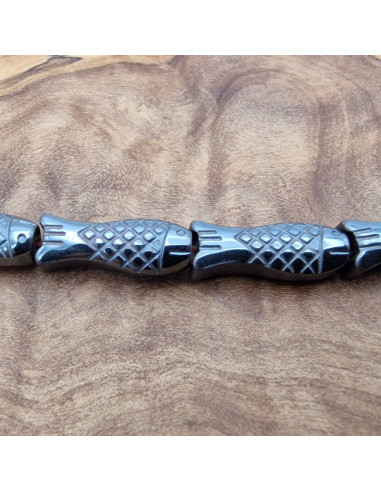 Blutsteinkette (Hämatit) Fisch 16mm