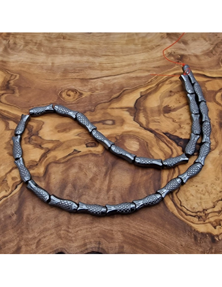 Blutsteinkette (Hämatit) Fisch 16mm