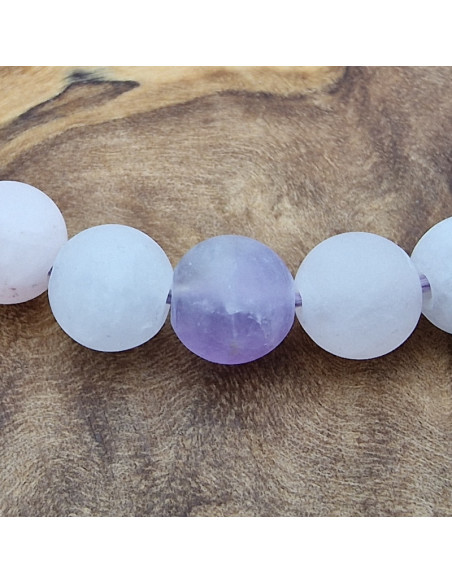 Amethyst-Bergkristall-Rosenquarzkette 6mm matt