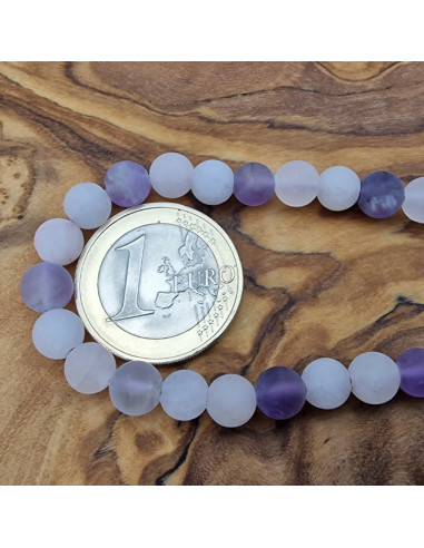 Amethyst-Bergkristall-Rosenquarzkette 6mm matt