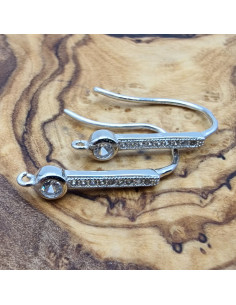 2 Stk. Ohrhaken 22mm, 925 Silber rhodiniert, Strass 2