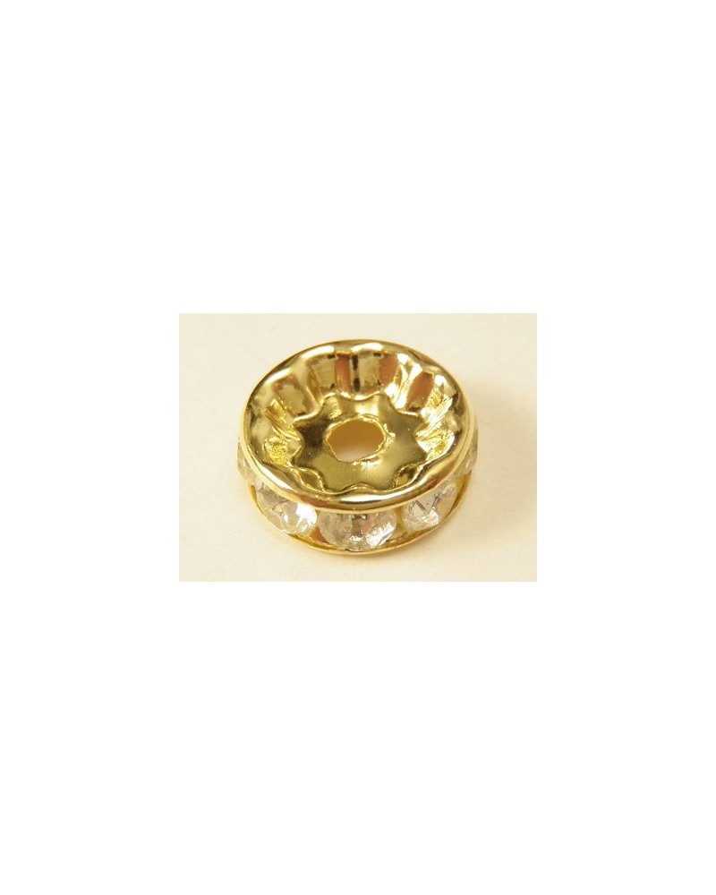 Zwischenteil Strass 10x3.5mm, Messing vergoldet