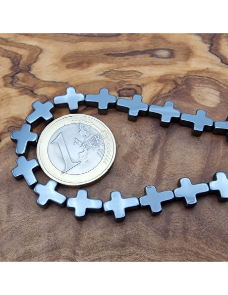 Blutsteinkette (Hämatit) Kreuz 8x10x3mm