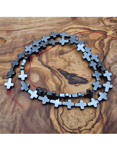 Blutsteinkette (Hämatit) Kreuz 8x10x3mm
