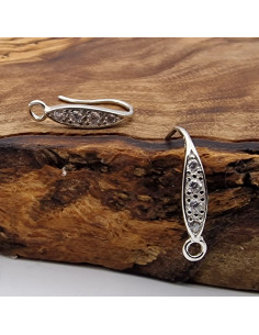 2 Stk. Ohrhaken 15mm, 925 Silber rhodiniert, Strass