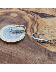 2 Stk. Ohrhaken 15mm, 925 Silber rhodiniert, Strass 2