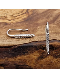 2 Stk. Ohrhaken 16mm, 925 Silber rhodiniert, Strass