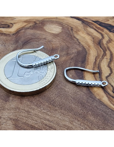 2 Stk. Ohrhaken 16mm, 925 Silber rhodiniert, Strass
