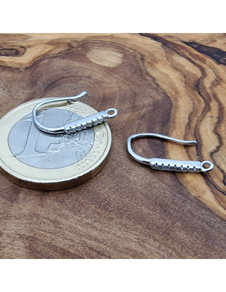 2 Stk. Ohrhaken 16mm, 925 Silber rhodiniert, Strass