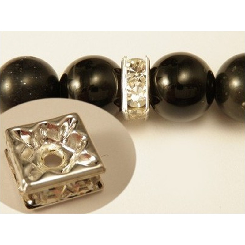Zwischenteil Strass 8x4mm, Messing versilbert
