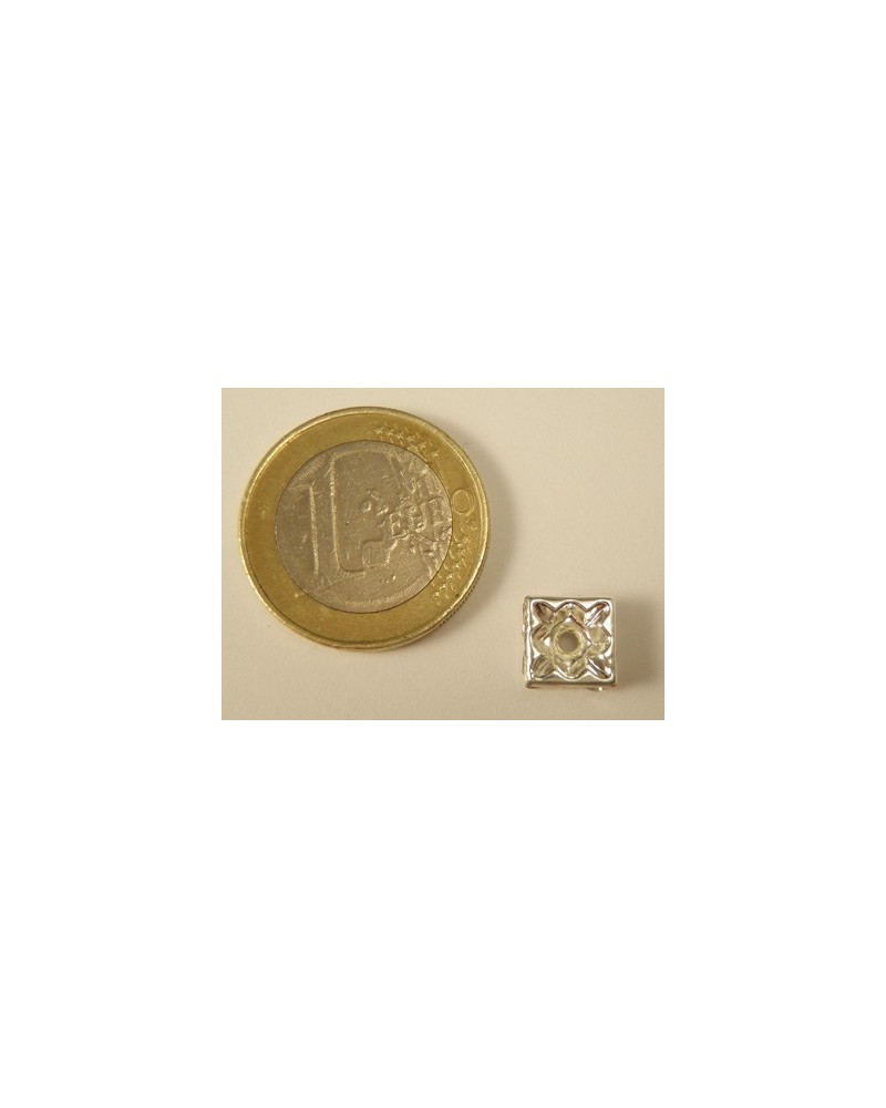 Zwischenteil Strass 8x4mm, Messing versilbert