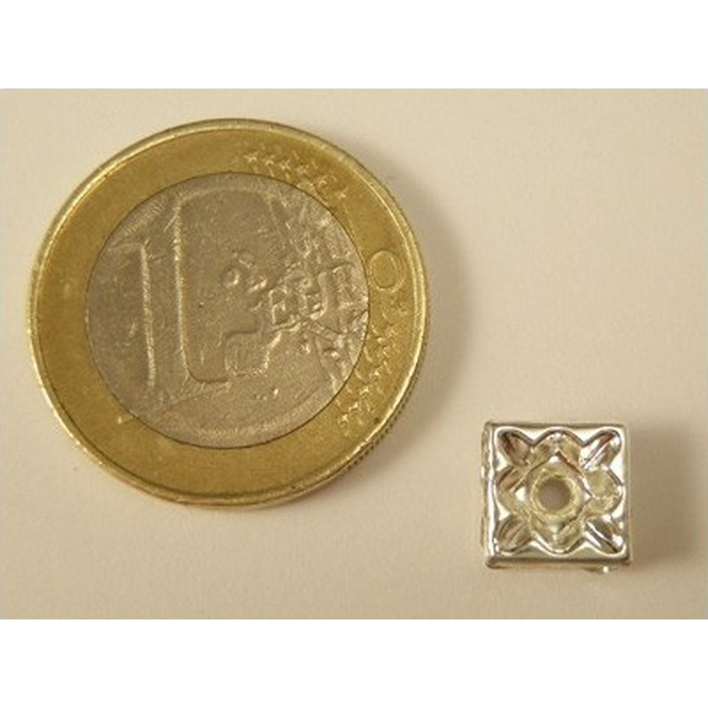 Zwischenteil Strass 8x4mm, Messing versilbert