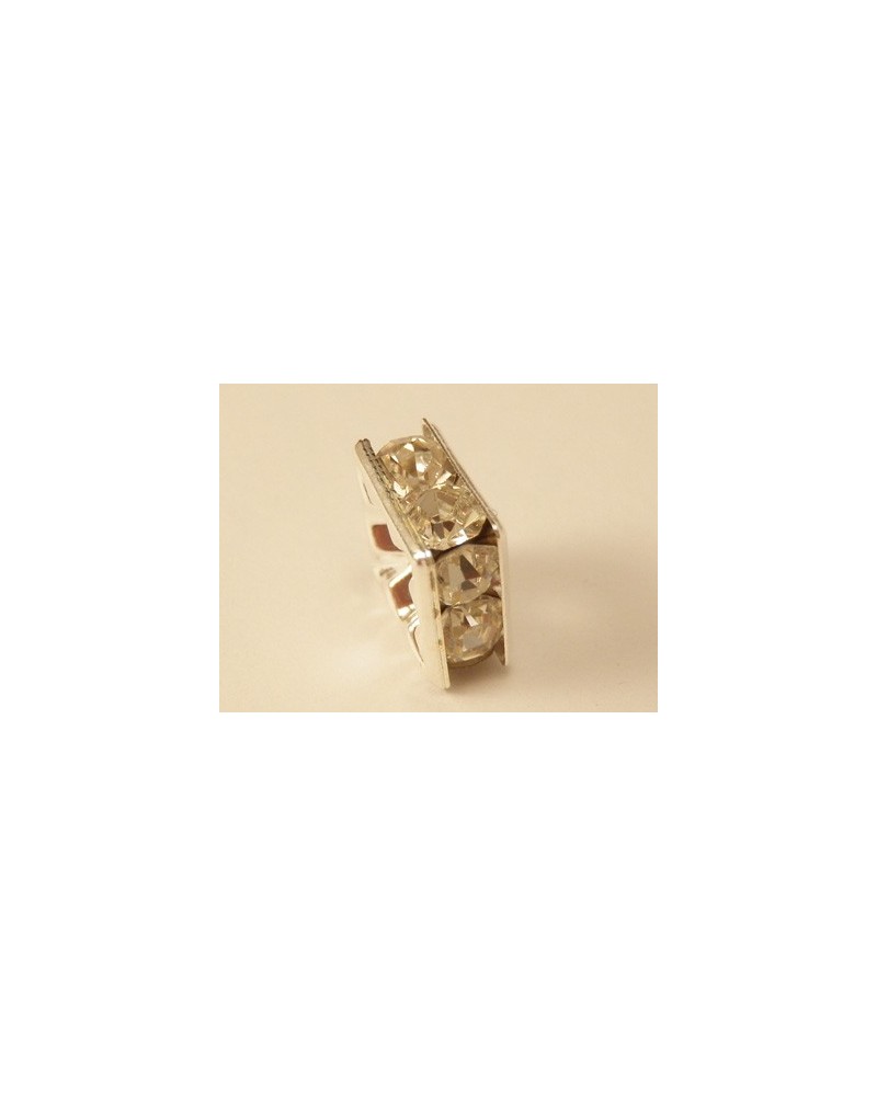 Zwischenteil Strass 8x4mm, Messing versilbert