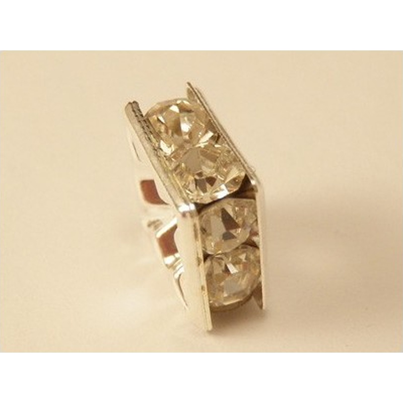 Zwischenteil Strass 8x4mm, Messing versilbert