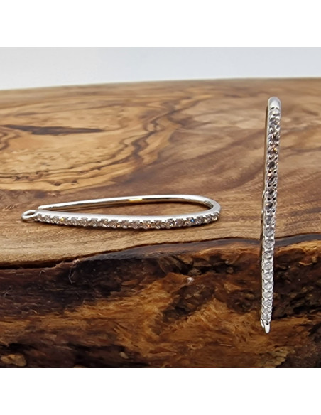 2 Stk. Ohrhaken 30mm, 925 Silber rhodiniert, Strass