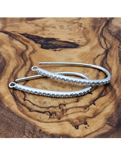 2 Stk. Ohrhaken 30mm, 925 Silber rhodiniert, Strass 2