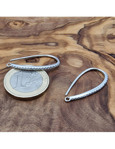 2 Stk. Ohrhaken 30mm, 925 Silber rhodiniert, Strass